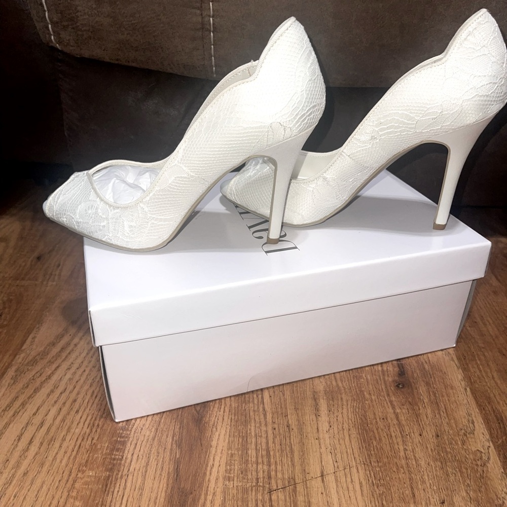 Ivory Peep Toe Heels